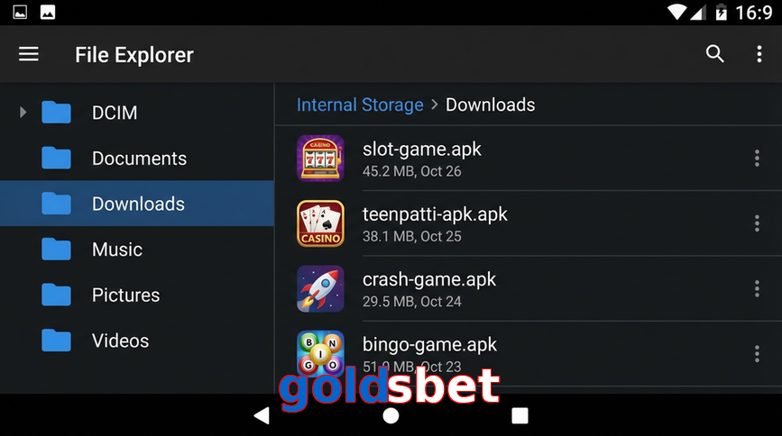 Main screen of Goldsbet gameapk page for PK players