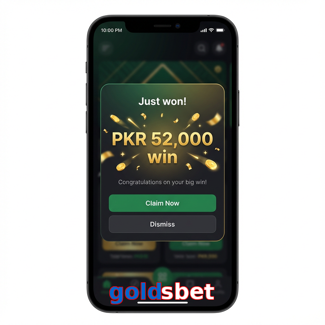 Main screen of Goldsbet win page for PK players